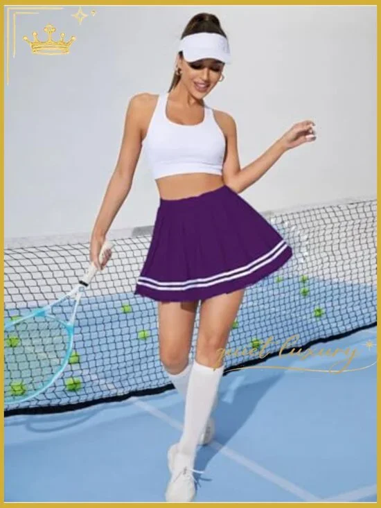 Pleated Mini Skirt High Waist Elastic School Uniform Cheer Skirt - Picture 3 of 7